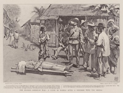 A spanyol-amerikai háború, egy jelenet Manilában a lázadókkal való összecsapás után alkotó: George Percy Jacomb-Hood